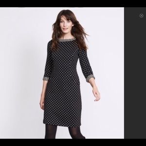 Boden Quilted Polka Dot Shift Dress Black